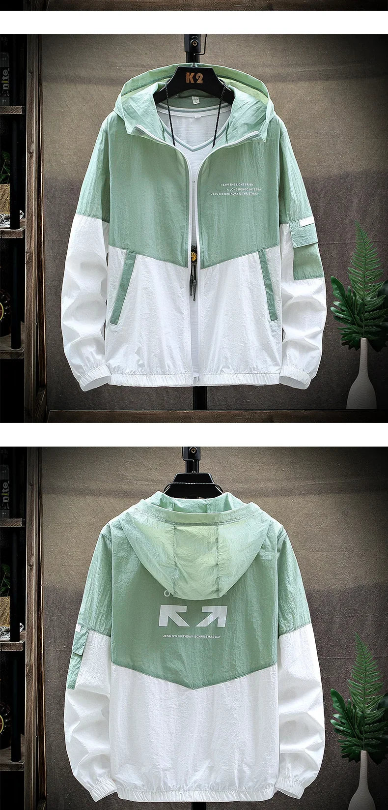 Men Ultra-Light UV Sun Protection Big Size Hooded Windbreaker Jacket