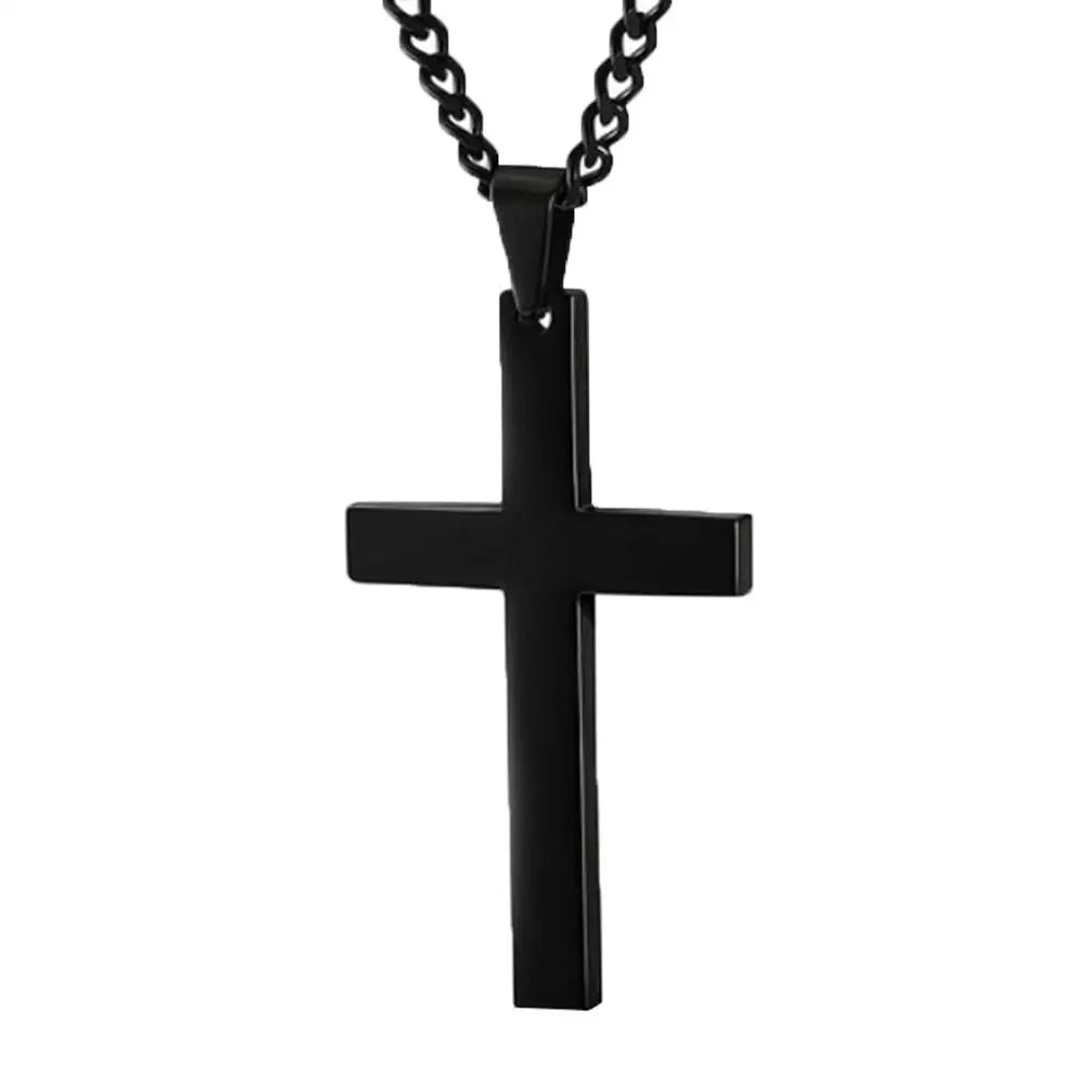Fashion Necklace for Men Simple Cross Pendant Alloy Necklace Chain Jewelry Christmas Day Gift
