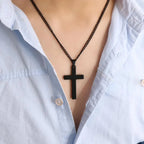 Fashion Necklace for Men Simple Cross Pendant Alloy Necklace Chain Jewelry Christmas Day Gift