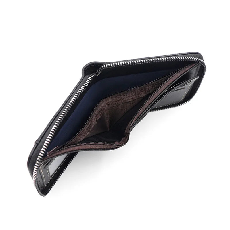 Leather Men’s Wallet Luxury Mens Purse Male Zipper Card Holders with Coin Pocket