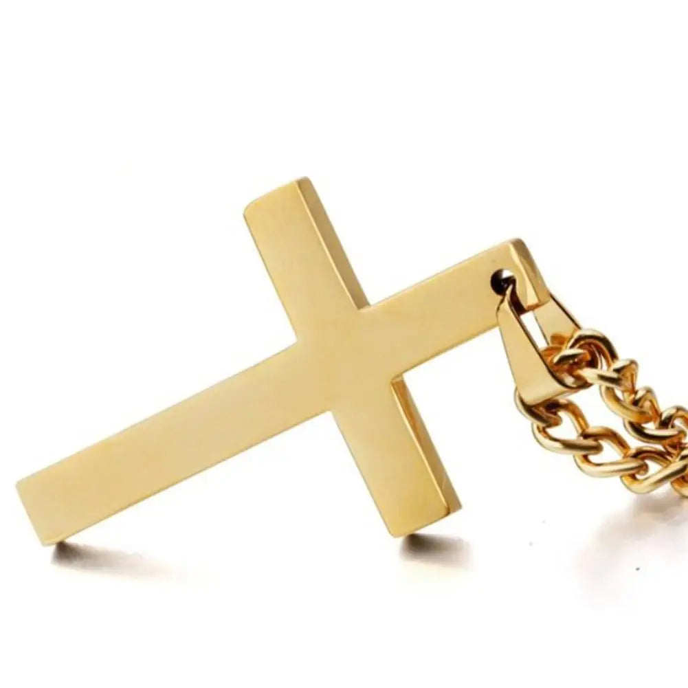 Fashion Necklace for Men Simple Cross Pendant Alloy Necklace Chain Jewelry Christmas Day Gift