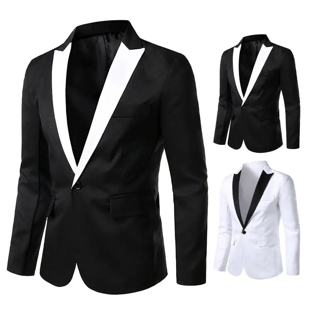 Men Formal Loose Contrast Color Suit Coat Classic Men Suit