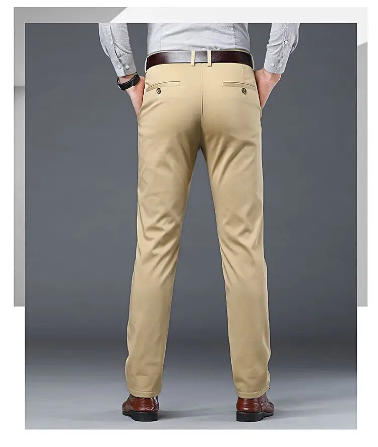 Summer Thin Men's Slim Suit Pants Fashion Business Casual Cotton Green Black Khaki Trousers Male Brand Clothing 30-40