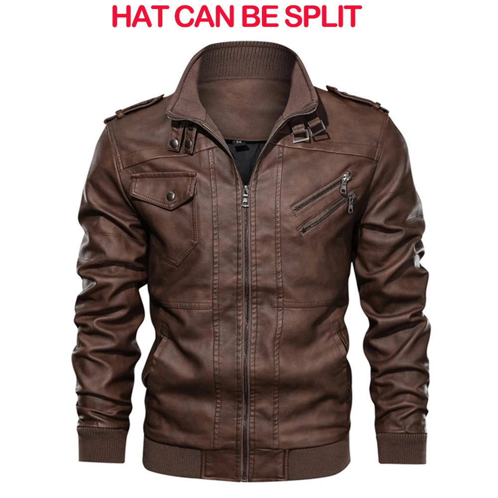 New Men's Leather Jackets Autumn Casual Biker Leather Coats
