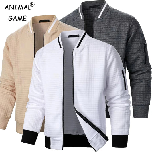 New Men's Long Sleeve Zipper Jacket Stand Up Sweatshirts Outdoor