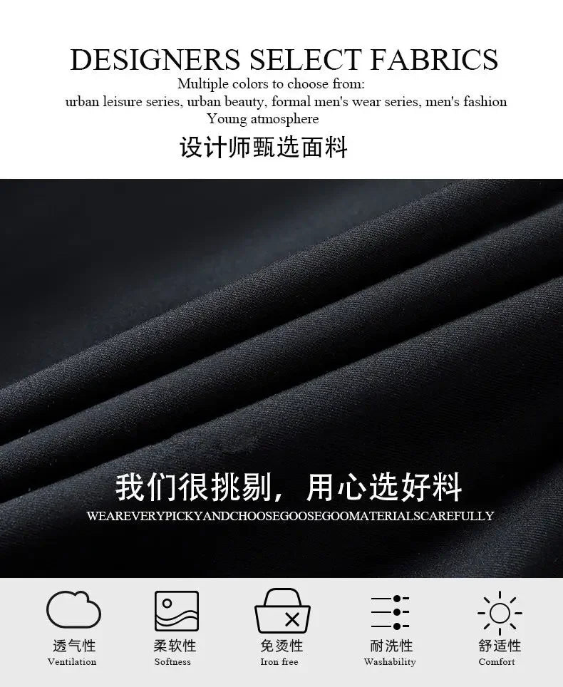 Suits for Men Korean Fashion Long Sleeve Slim Fit Wedding Business Blazer Black