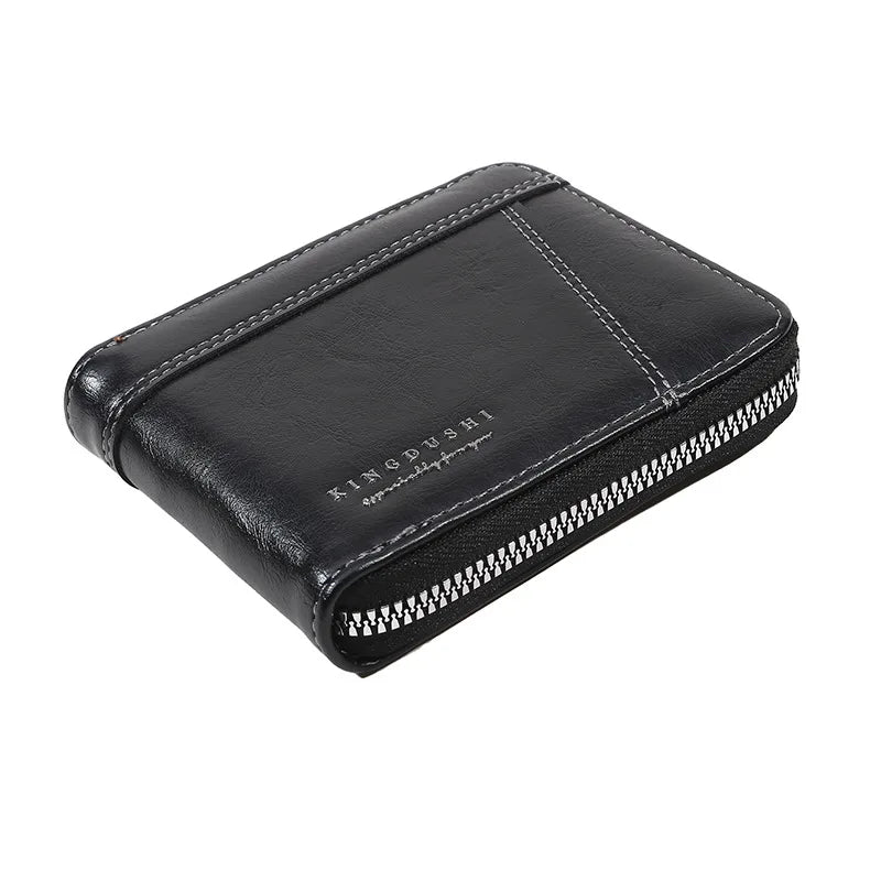 Leather Men’s Wallet Luxury Mens Purse Male Zipper Card Holders with Coin Pocket