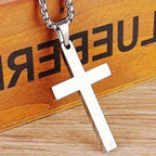 Fashion Necklace for Men Simple Cross Pendant Alloy Necklace Chain Jewelry Christmas Day Gift