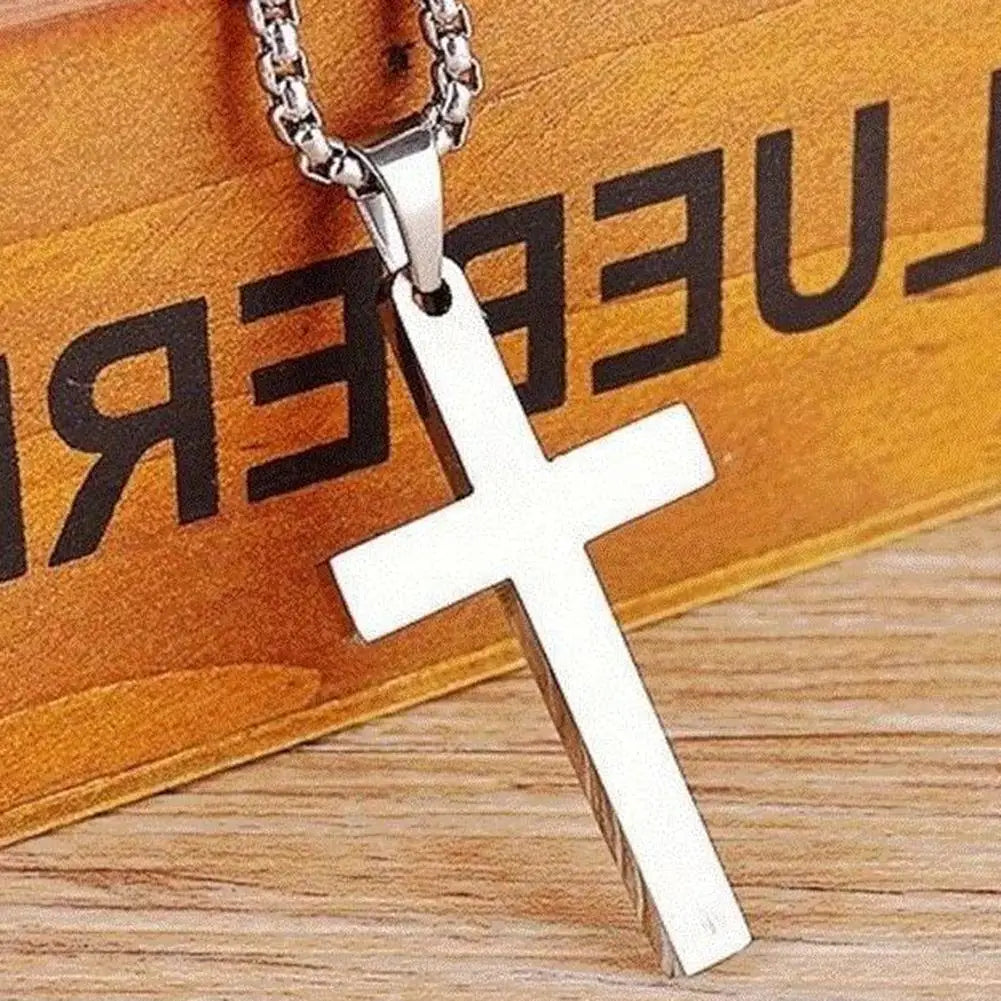 Fashion Necklace for Men Simple Cross Pendant Alloy Necklace Chain Jewelry Christmas Day Gift