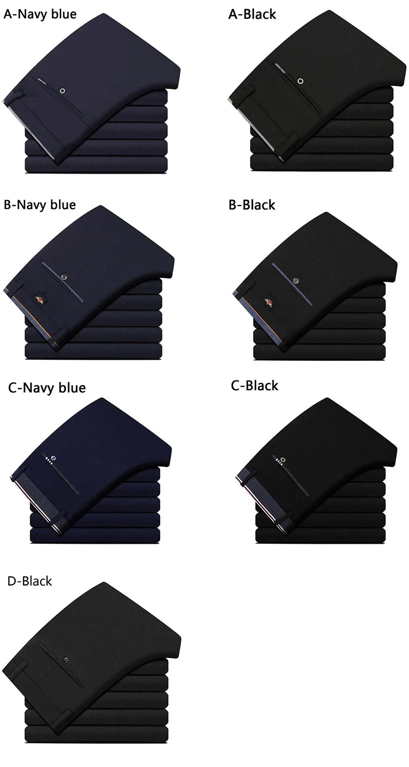 28-40 Men's Summer Fashion Business Casual Long Pants Suit Pants Male Elastic Straight Formal Trousers Plus Big Size 28-40