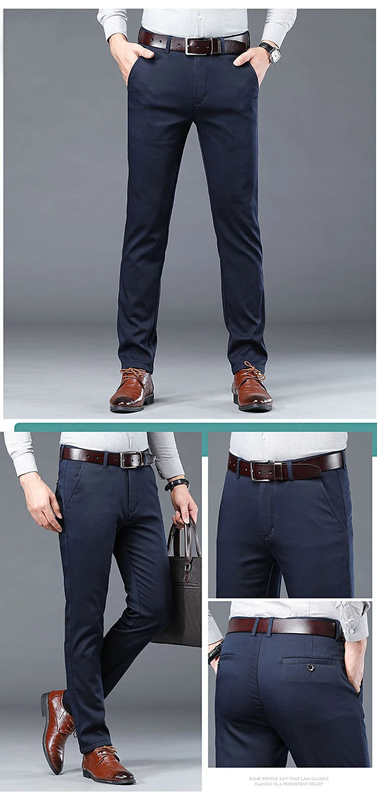 Summer Thin Men's Slim Suit Pants Fashion Business Casual Cotton Green Black Khaki Trousers Male Brand Clothing 30-40