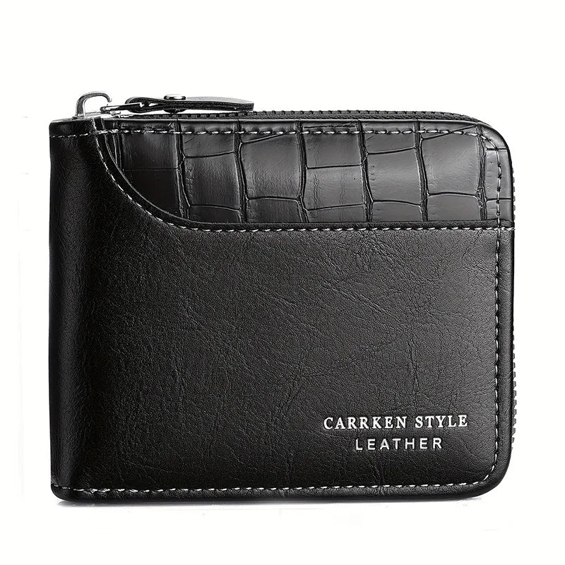 Leather Men’s Wallet Luxury Mens Purse Male Zipper Card Holders with Coin Pocket
