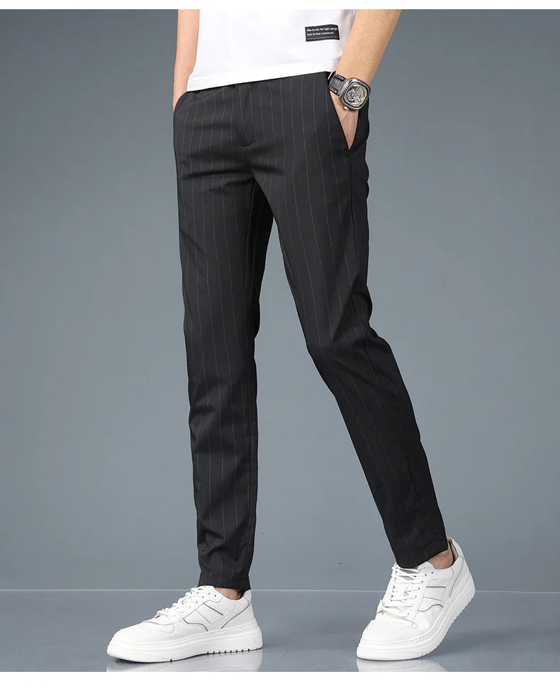 Fashion Casual Pants Men Slim Straight Classic