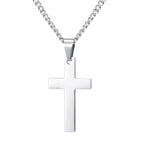 Fashion Necklace for Men Simple Cross Pendant Alloy Necklace Chain Jewelry Christmas Day Gift
