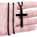 Fashion Necklace for Men Simple Cross Pendant Alloy Necklace Chain Jewelry Christmas Day Gift