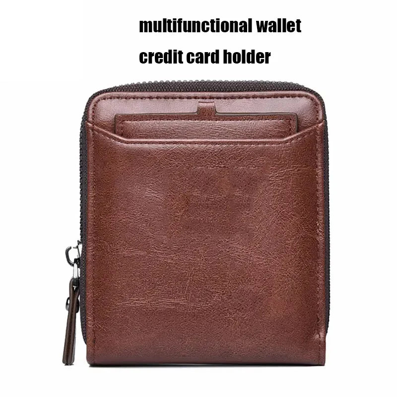 Zipper wallet multifunctional leather wallet credit card holder bag for men and women coin purse