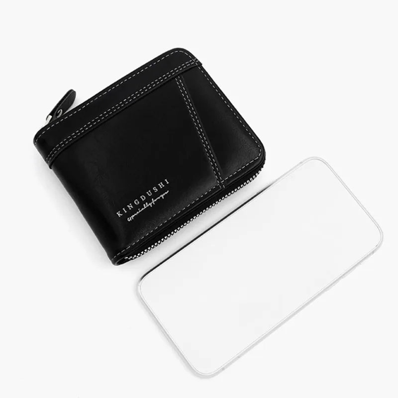 Leather Men’s Wallet Luxury Mens Purse Male Zipper Card Holders with Coin Pocket