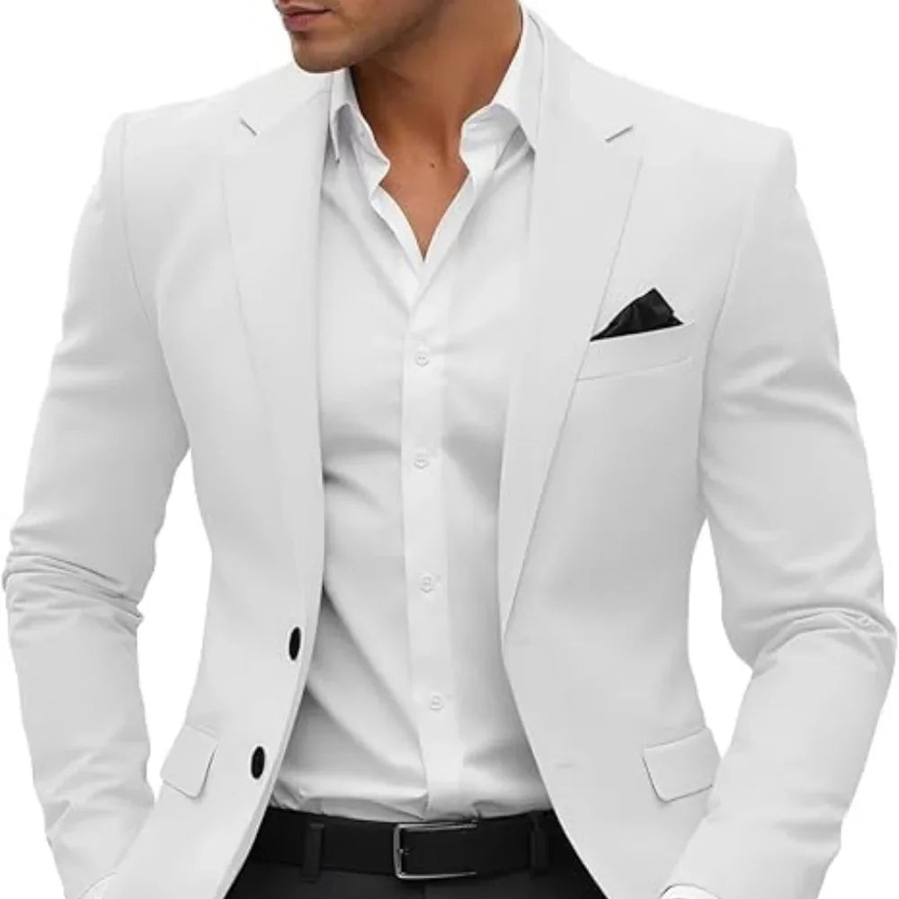 2025 Fashion Suit Jacket Men's Green Jacket Regular Slim Fit Comfortable Pocket Single Button Suit Jacket