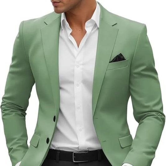 2025 Fashion Suit Jacket Men's Green Jacket Regular Slim Fit Comfortable Pocket Single Button Suit Jacket