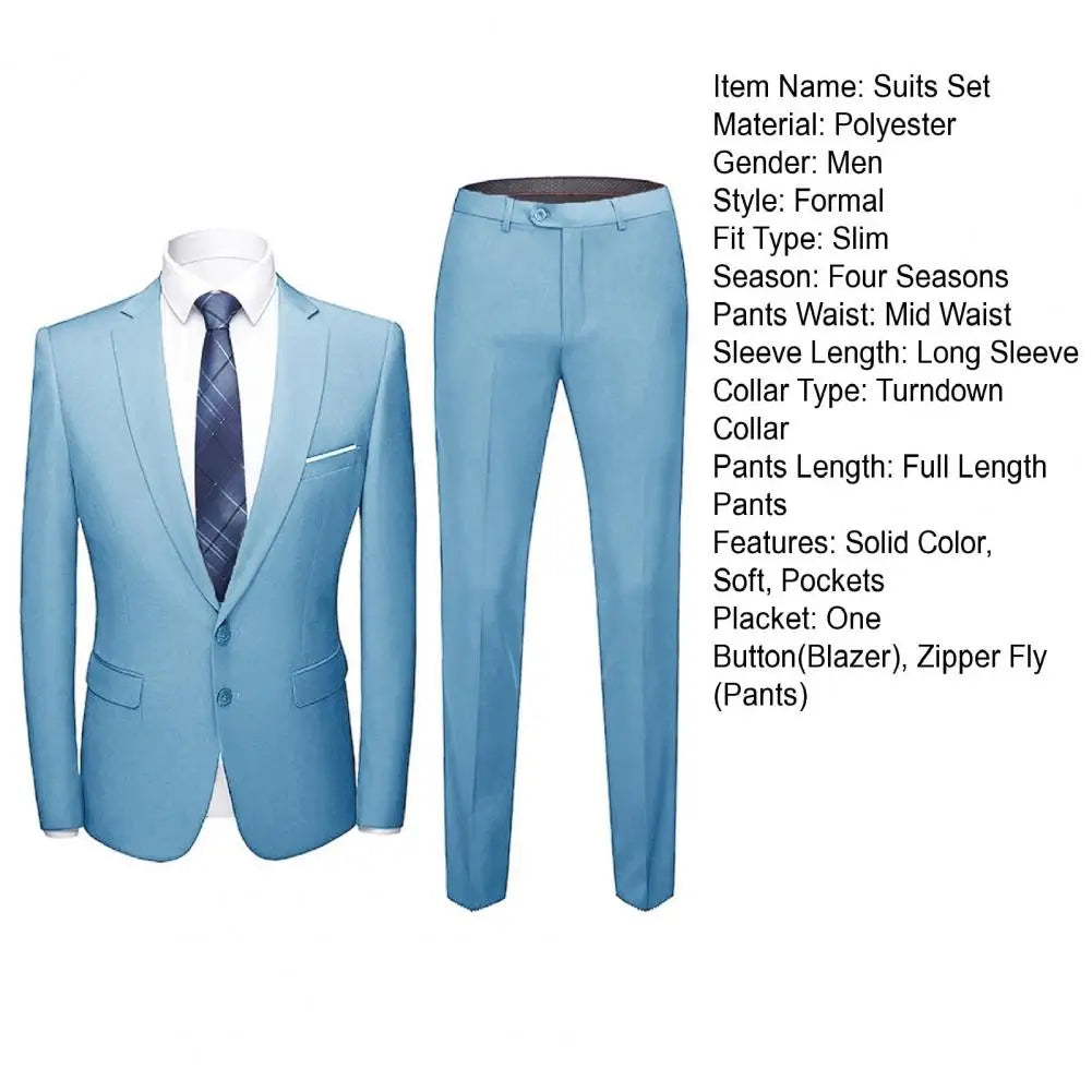 Wedding Suit For Men Set Elegant Blazers Formal 2 Pieces