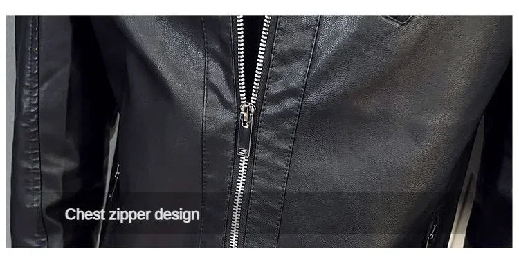 Jacket Casual Stand Collar Solid Color White Black Leather Jacket Zip Up PU Coat