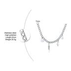 CHAIN CHOKERS WITH DRIPPING FEATHER CHARMS STAINLESS STEEL FOR MENS WOMENS POPULAR STACKS NECKLACE