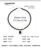 Men's stone bead necklace, hip-hop style, unique and high-end, simple and individualistic, collarbone chain accessory
