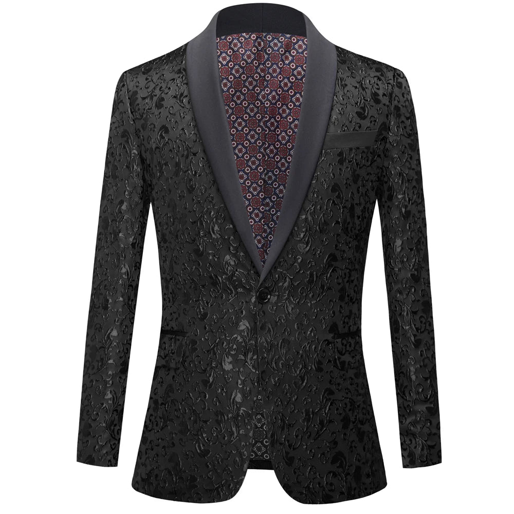 Men's Paisley Tuxedo Jacket One Button Dress Suit